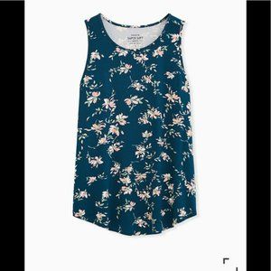 NWT - Super Soft Teal Floral Crew Tank
